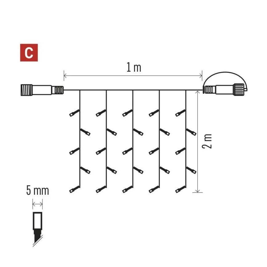 LED Outdoor Christmas String Lights 100xLED/1x2m IP44 Warm White