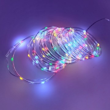 LED Outdoor Christmas String Lights 100xLED/3xAA 5,45 m IP44 multicolor