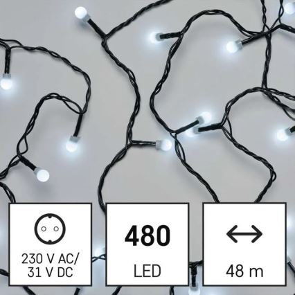 LED Outdoor Christmas String Lights, 480 LEDs / 8 Modes, 53 m, Cool White, IP44