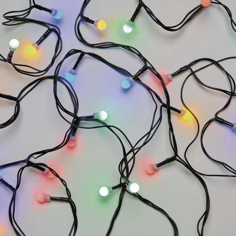 LED Outdoor Christmas String Lights, 80 LEDs, 8 Modes, 13 m, Multicolor, IP44