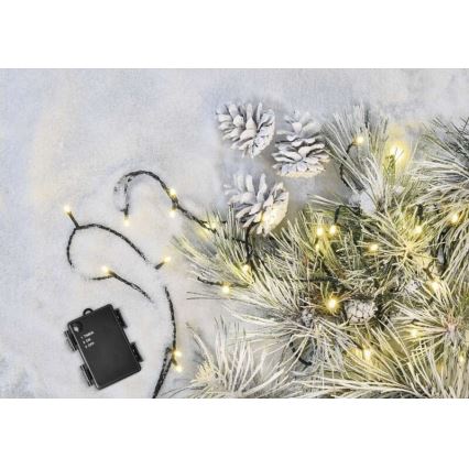 LED outdoor Christmas string lights 80xLED/3xAA 6.1 m IP44 warm white