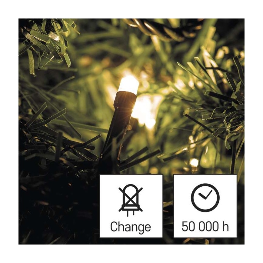LED outdoor Christmas string lights 80xLED/3xAA 6.1 m IP44 warm white