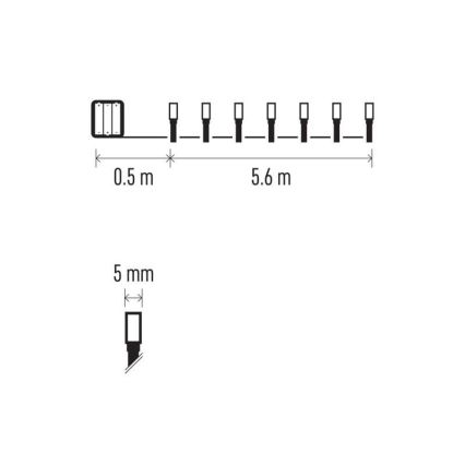 LED outdoor Christmas string lights 80xLED/3xAA 6.1 m IP44 warm white
