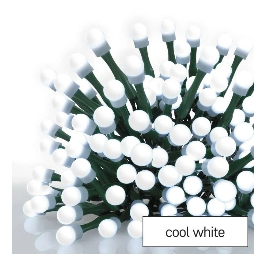 LED Outdoor Christmas String Lights, 80xLED/8 Functions, 13m, Cool White, IP44