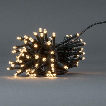 LED Outdoor Christmas string lights 96xLED/7 functions/3xAA 7,7m IP44 warm white