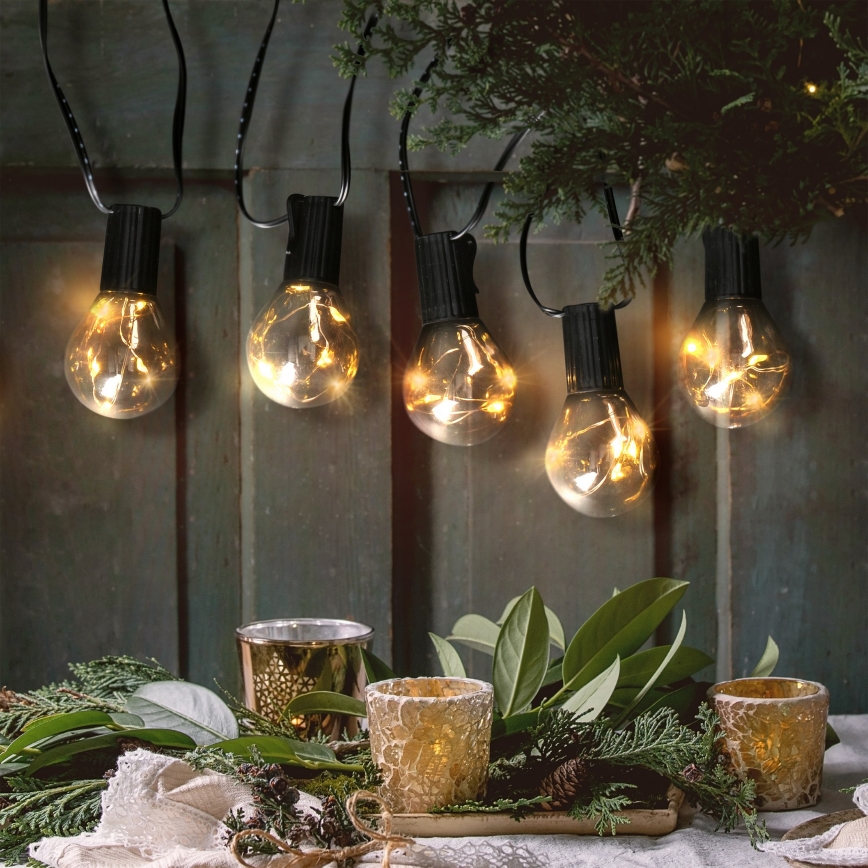 LED Outdoor decorative chain GARLAND 10xLED/3xAA 3m IP44 warm white