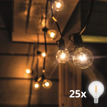 LED Outdoor decorative chain GARLAND 25xE12 20m IP44 warm white