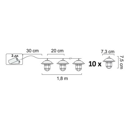LED Outdoor decorative lighting LOFT 10xLED/2xAA