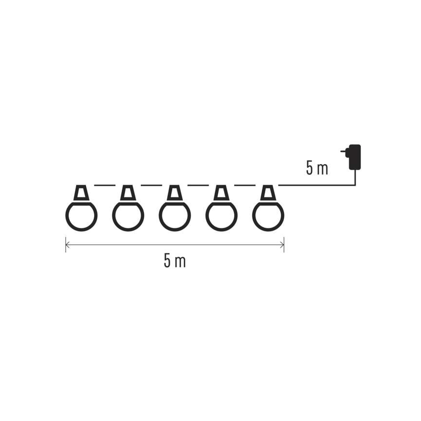 LED Outdoor Decorative String Lights, 10 LEDs / 10 m, IP44, Clear