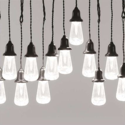 LED Outdoor Decorative String Lights, 16 LEDs, 8.6 m, IP44, Cool White