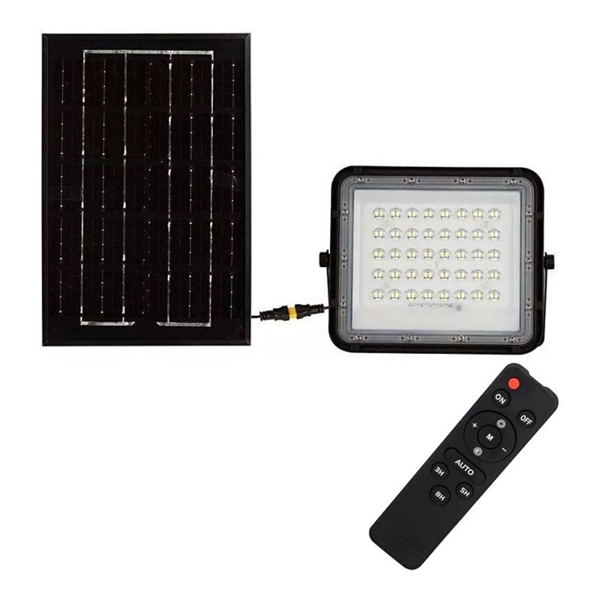 LED Outdoor dimmable solar floodlight LED/6W/3,2V IP65 6400K black + remote control