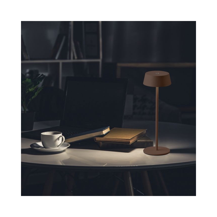 LED Outdoor dimmable touch rechargeable table lamp LED/2W/5V 4400 mAh IP54 brown