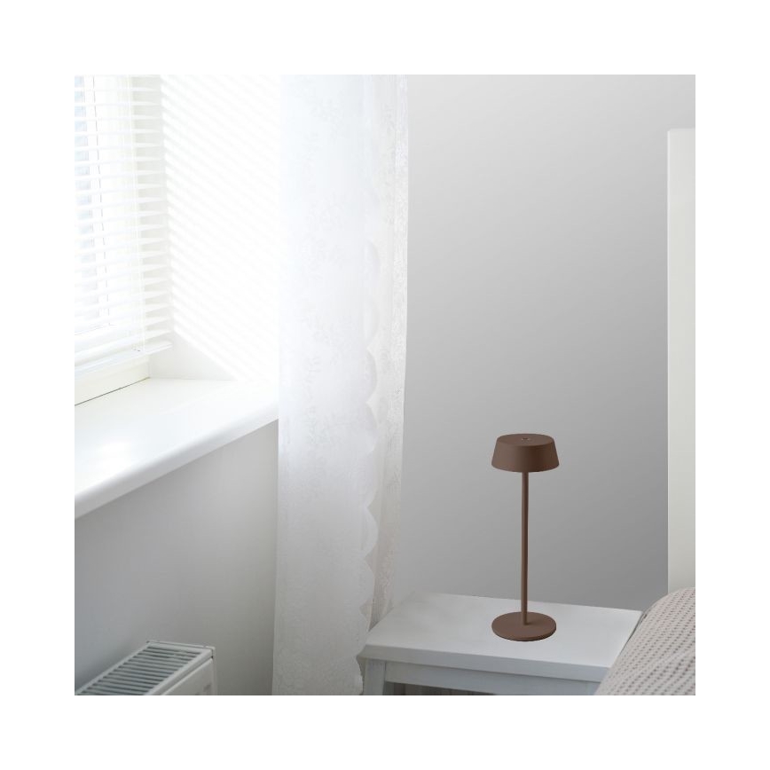 LED Outdoor dimmable touch rechargeable table lamp LED/2W/5V 4400 mAh IP54 brown