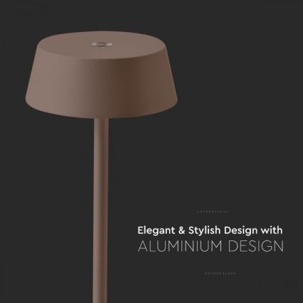 LED Outdoor dimmable touch rechargeable table lamp LED/2W/5V 4400 mAh IP54 brown