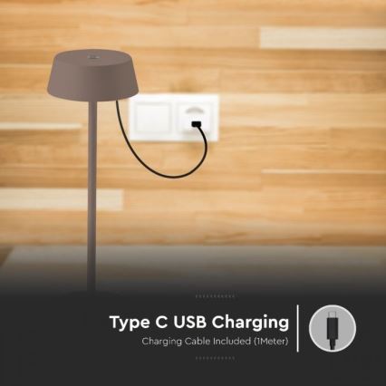 LED Outdoor dimmable touch rechargeable table lamp LED/2W/5V 4400 mAh IP54 brown