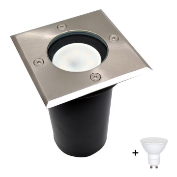 LED Outdoor driveway light 1xGU10/6W/230V IP44 matte chrome