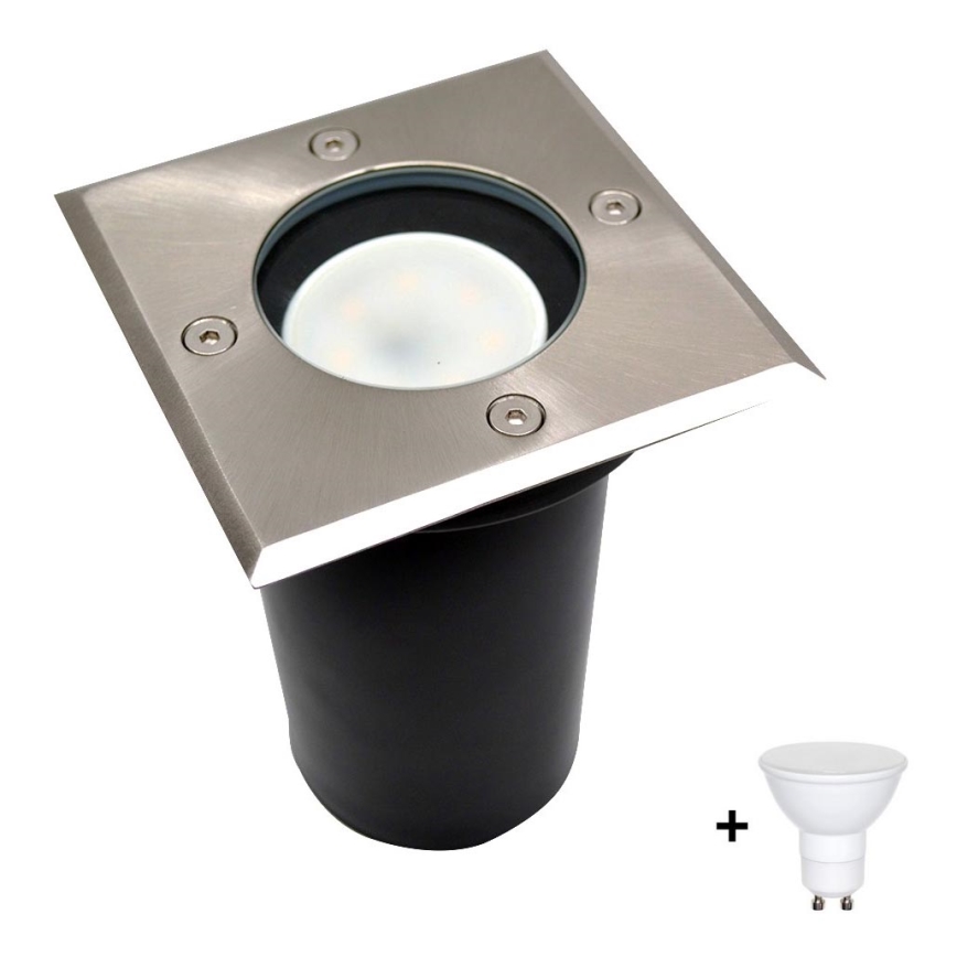 LED Outdoor driveway light 1xGU10/6W/230V IP44 matte chrome