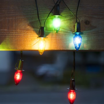 LED outdoor extension string CONE FILAMENT 20xE10 14m multicolour/warm white IP44, Made in the Czech Republic