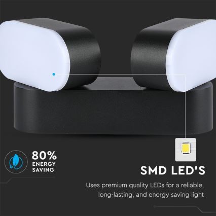 LED Outdoor flexible wall light 2xLED/12W/230V IP65 black