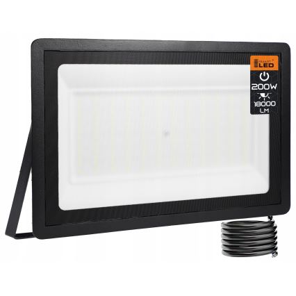 LED Outdoor Floodlight, 200W, 230V, 4500K, IP65, Black