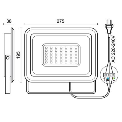 LED Outdoor floodlight LED/100W/230V 4000K IP65 black