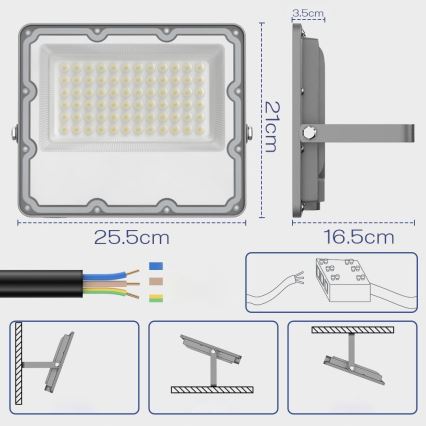 LED Outdoor Floodlight LED/100W/230V 4500K IP65 grey