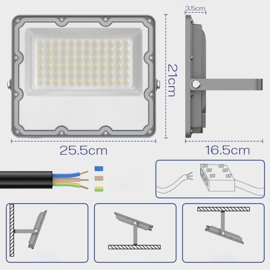 LED Outdoor Floodlight LED/100W/230V 4500K IP65 grey