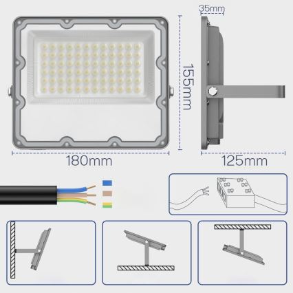 LED Outdoor Floodlight LED/50W/230V 4500K IP65 grey