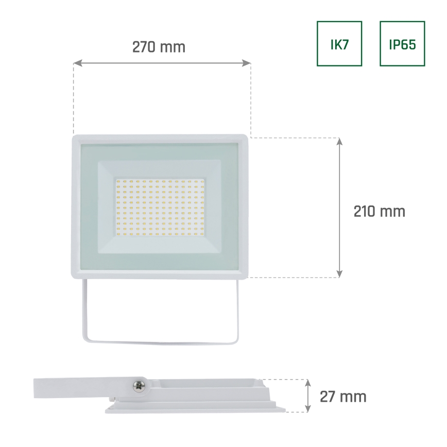 LED Outdoor floodlight NOCTIS LUX 3 LED/100W/230V 4000K IP65 white
