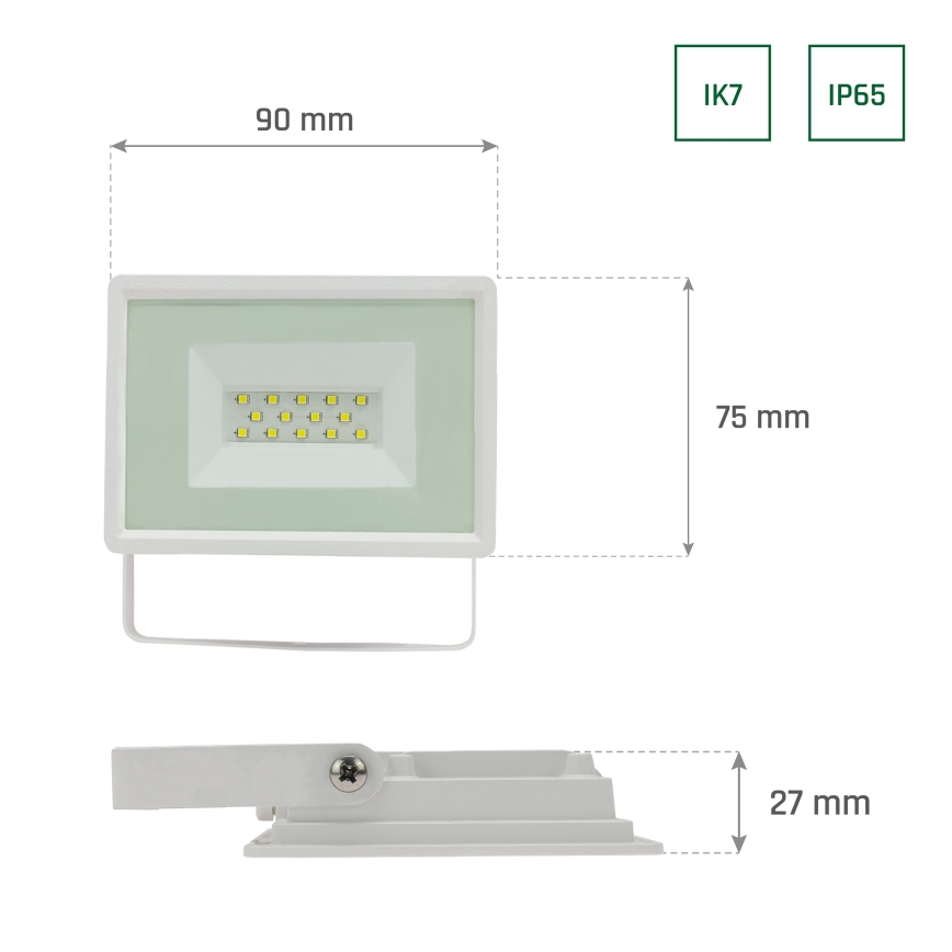 LED Outdoor floodlight NOCTIS LUX 3 LED/10W/230V 4000K IP65 white