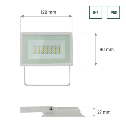 LED Outdoor floodlight NOCTIS LUX 3 LED/20W/230V 4000K IP65 white