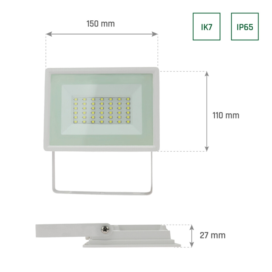 LED Outdoor floodlight NOCTIS LUX 3 LED/30W/230V 4000K IP65 white