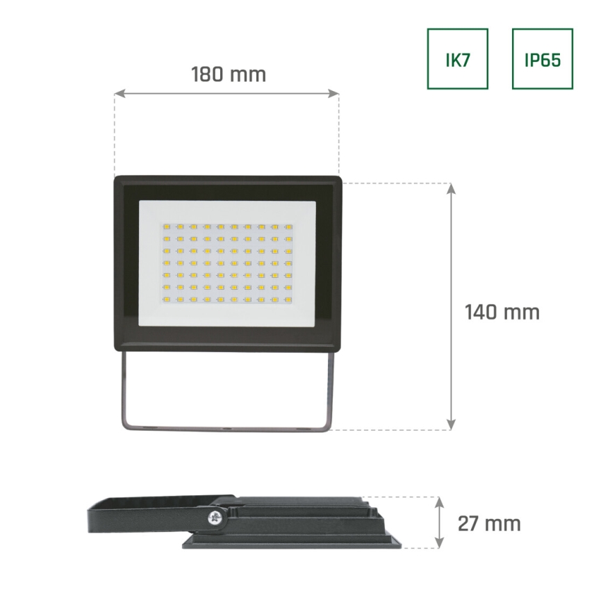 LED Outdoor floodlight NOCTIS LUX 3 LED/50W/230V 6000K IP65 black