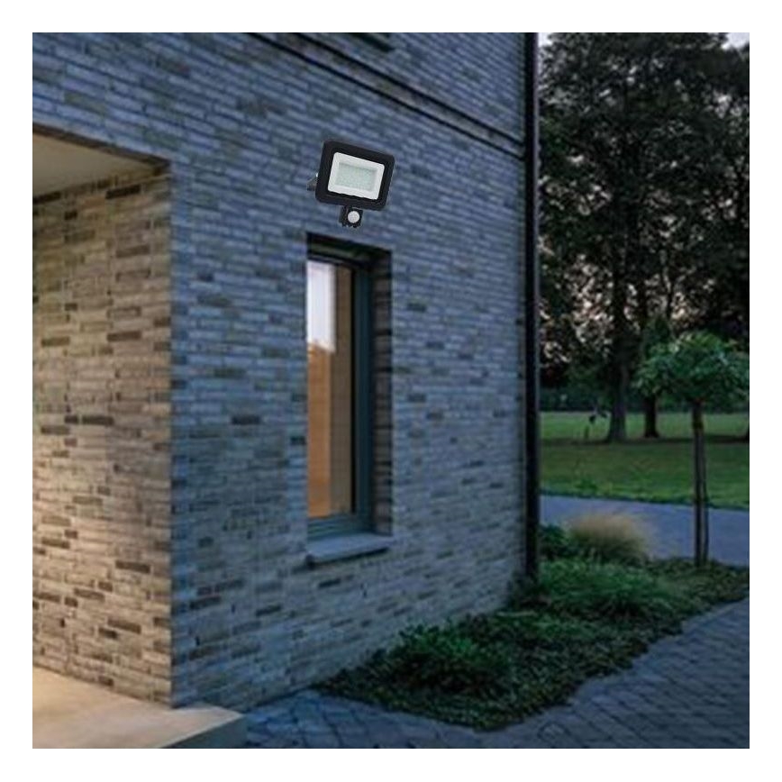 LED Outdoor floodlight with a sensor LED/50W/230V 4000K IP44 black