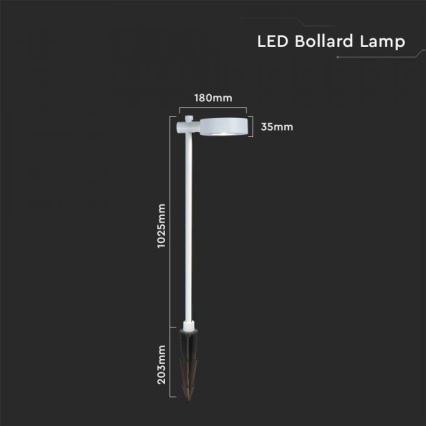 LED Outdoor Lamp, 7W, 230V, 3000K, IP65, White, 102 cm