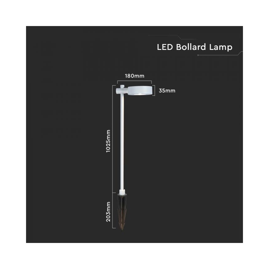 LED Outdoor Lamp, 7W, 230V, 4000K, IP65, White, 102 cm