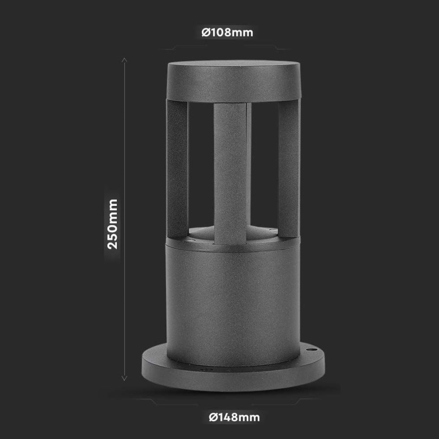 LED Outdoor lamp LED/10W/230V 25cm 3000K IP65 black