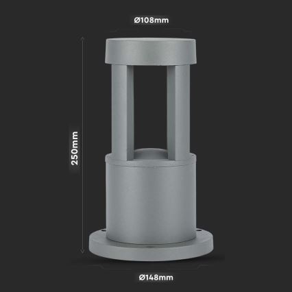 LED Outdoor lamp LED/10W/230V 25cm 3000K IP65 grey