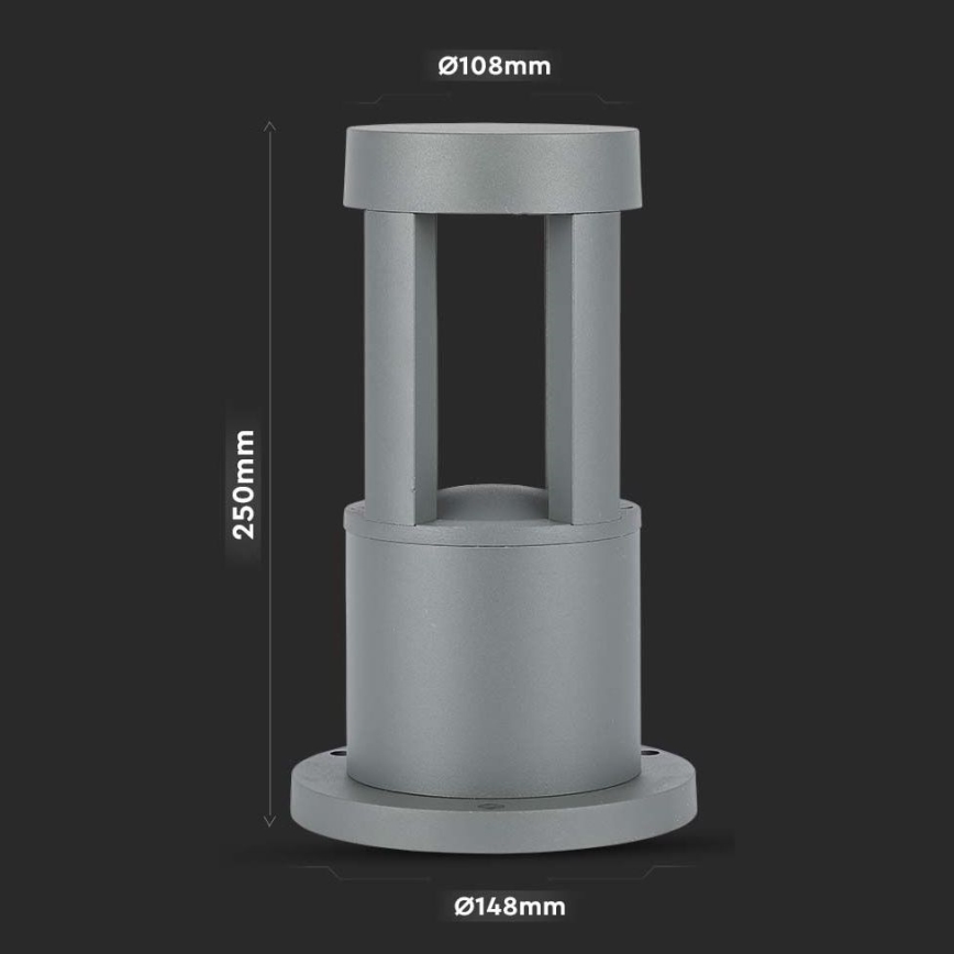 LED Outdoor lamp LED/10W/230V 25cm 3000K IP65 grey