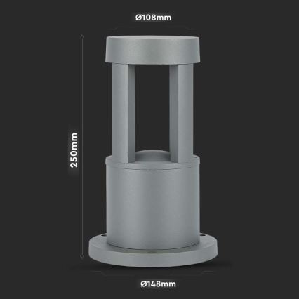 LED Outdoor lamp LED/10W/230V 25cm 4000K IP65 grey