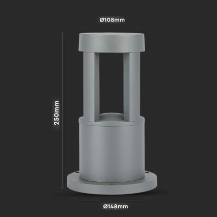 LED Outdoor lamp LED/10W/230V 25cm 6400K IP65 grey