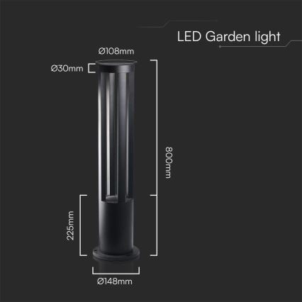 LED Outdoor Lamp LED/10W/230V 3000K IP65 80 cm Black