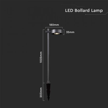 LED Outdoor Lamp LED/7W/230V 3000K IP65 black 102 cm