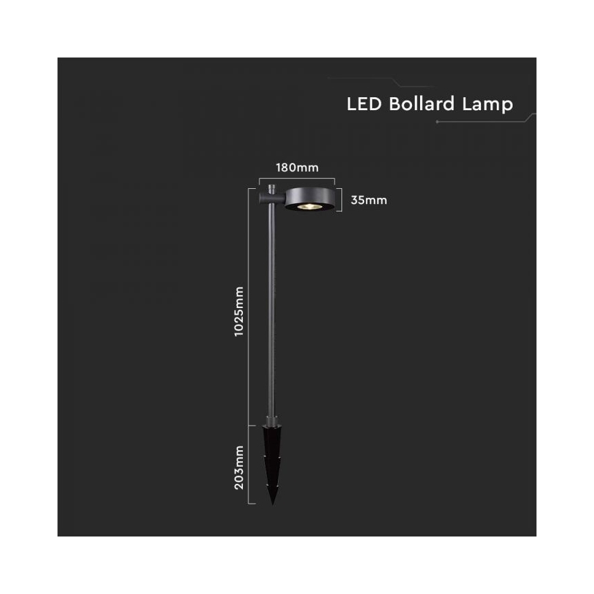 LED Outdoor Lamp LED/7W/230V 3000K IP65 black 102 cm