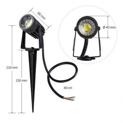 LED Outdoor light LED/3W/230V 4000K IP67 black