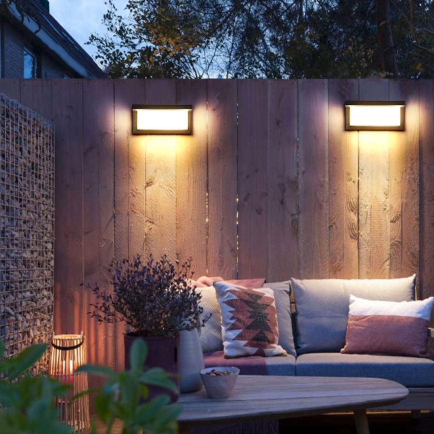 LED Outdoor wall light with bulb with dusk sensor NEELY 1xE27/9W/230V IP54 anthracite