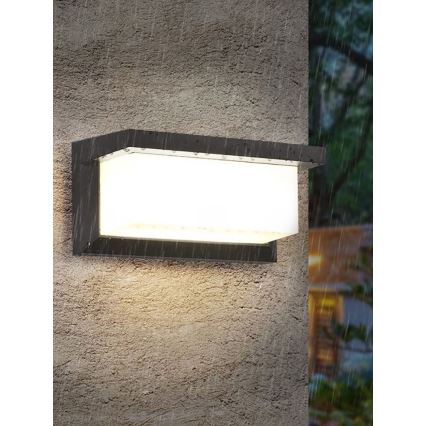 LED Outdoor wall light with bulb with dusk sensor NEELY 1xE27/9W/230V IP54 anthracite