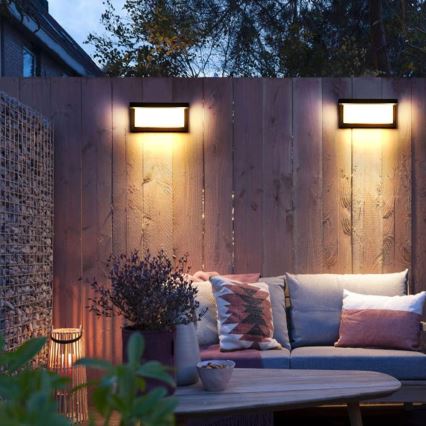 LED Outdoor wall light with bulb with dusk sensor NEELY 1xE27/9W/230V IP54 black