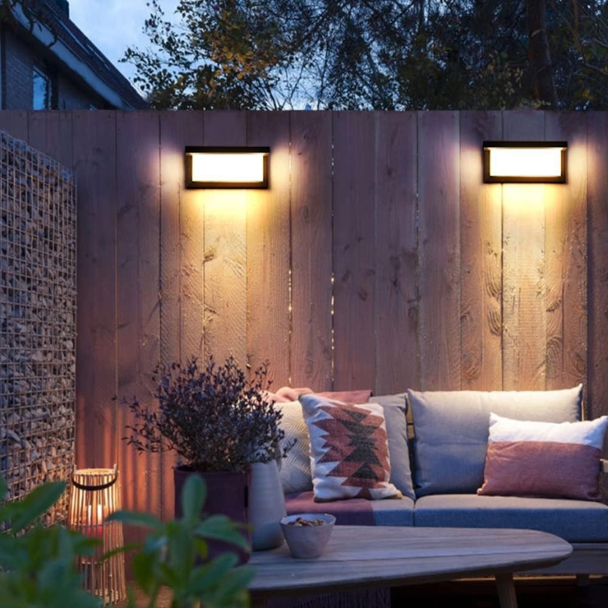 LED Outdoor wall light with bulb with dusk sensor NEELY 1xE27/9W/230V IP54 black