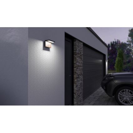 LED Outdoor wall light with a sensor NATURA LED/12W/230V 4000K IP54 brown/anthracite